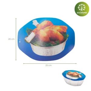 Tapas para envases pollo 25x20cm, ideal para cubrir envases de pollo y mantener los productos frescos.