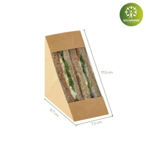 Envase para bocadillos 17.5x7.2x8.7cm, ideal para snacks y comidas rápidas.