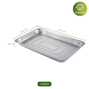 Bandejas de Aluminio 5350 ml, amplias y prácticas para grandes cantidades de alimentos en banquetes.