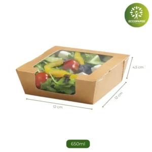 Ensaladera formato caja 12x12x4.5cm ideal para comidas frías.