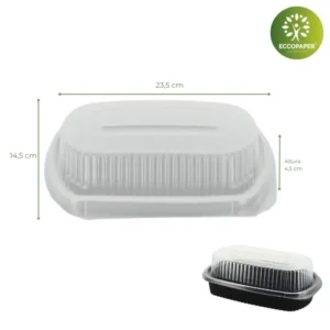 Tapas para envases Take Away 23,5x14,5cm, ideal para sellar envases de comida para llevar y a domicilio.