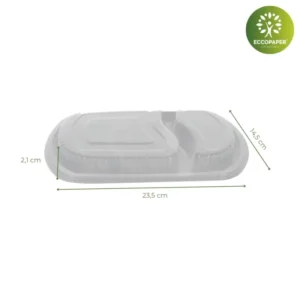 Tapas para envases Take Away 23,5x14,5x2,1cm, perfecta para mantener los alimentos frescos en envases medianos.