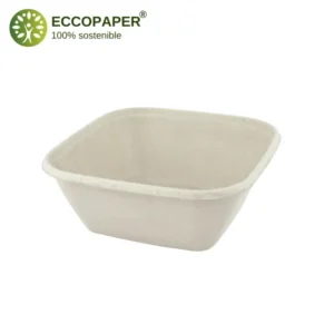 Bowl biodegradable cuadrado 1000ml, ideal para delivery sostenible.