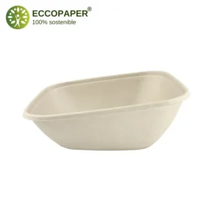 Bowl biodegradable cuadrado 750ml, perfecto para raciones medianas.