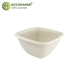 Bowl cuadrado 500ml fabricado con materiales biodegradables, ideal para delivery.