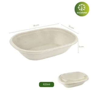 Bowl Ovalado 770ml biodegradable y resistente.