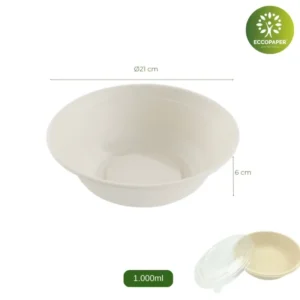 Bowls Redondos 1000ml biodegradables para raciones grandes.