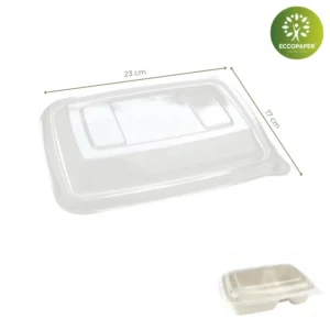 Tapas para envases Take Away 17x23cm, ideal para cubrir envases grandes de comida para llevar.