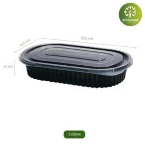 Envase Take Away Reciclado 1200ml, ideal para porciones familiares.