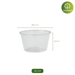 Salsera de 60ml 6.7x3.3cm, tamaño ideal para salsas variadas.