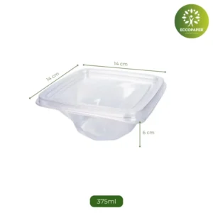 Envase transparente de 375ml, perfecto para postres refrigerados.