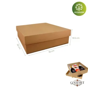 Cajas Gourmet 35x32x10.5cm fabricada con materiales 100% reciclados y precios competitivos.