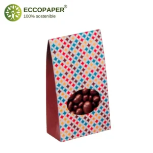 Estuche DoyPack 9x5x16cm, ideal para almacenar y presentar productos de calidad como frutos secos y café.