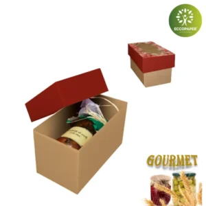 Cajas Gourmet 18x9x10cm perfecta para botellas pequeñas y productos gourmet.