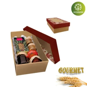 Cajas Gourmet 35x19x10cm hecha de cartón reciclado y más barata que Punto Q Pack.