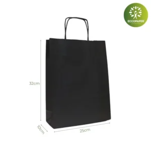 Bolsa Kraft 25x10x32cm resistente y biodegradable.