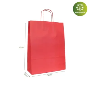 Bolsas Kraft 32x12x42cm ideales para tiendas conscientes del impacto ambiental.