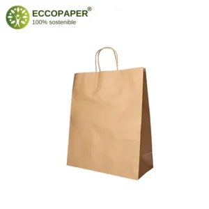 Bolsas Kraft 28x10x22cm, ideales para negocios que buscan responsabilidad ambiental.