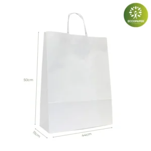 Bolsa Kraft 44x15x50cm reciclable, ideal para tiendas responsables.