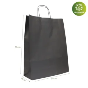 Bolsa Kraft 44x15x50cm sostenible, perfecta para tiendas comprometidas con el medio ambiente.