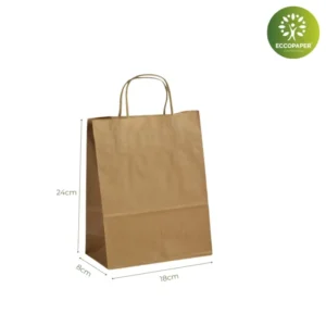 Bolsa Kraft sostenibles 18x8x24cm para pequeñas compras, en tonos modernos