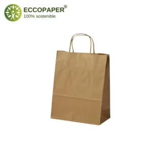 Bolsa Kraft resistente 18x8x24cm ideal para tiendas en kraft natural, amarillo y más