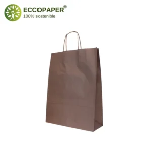 Bolsa Kraft 25x10x32cm ecológica para pequeños comercios.