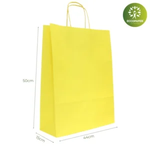 Bolsa Kraft 44x15x50cm sostenible, ideal para comercios comprometidos con el medio ambiente.