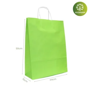 Bolsa Kraft 44x15x50cm resistente y práctica, diseñada para tiendas de moda.