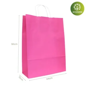 Bolsa Kraft 44x15x50cm biodegradable, ideal para comercios responsables.