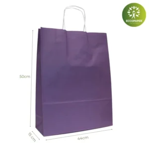 Bolsa Kraft 44x15x50cm biodegradable, perfecta para negocios conscientes del medio ambiente.