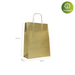 Bolsa Kraft 25x10x32cm ideal para comercios ecológicos.