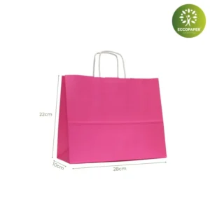 Bolsas ligeras Kraft 28x10x22cm, duraderas y biodegradables.