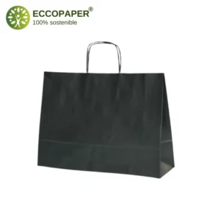 Bolsa Kraft 35x14x41cm biodegradable y asequible, perfecta para empaques en tiendas de regalos.