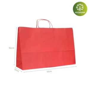 Bolsa Kraft 41x12x32cm resistente y versátil, ideal para librerías y comercios de moda.