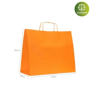 Bolsa Kraft 41x12x32cm robusta y respetuosa con el medio ambiente, ideal para negocios responsables.