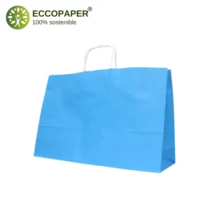 Bolsa Kraft 41x12x32cm biodegradable y práctica, perfecta para librerías y negocios conscientes.