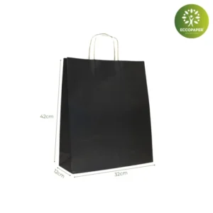 Bolsas Kraft 32x12x42cm con diseño funcional y materiales biodegradables.