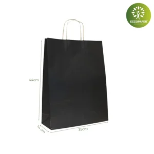 Bolsas Kraft 35x14x44cm adecuadas para tiendas de souvenirs.