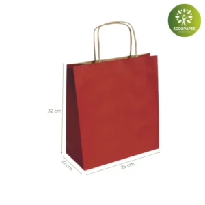 Bolsa Kraft 25x10x32cm con asas fuertes.