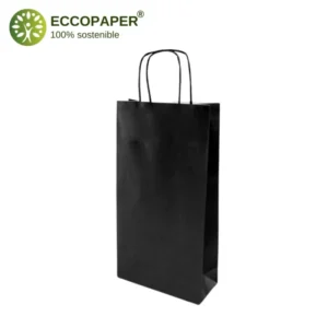 Bolsa reciclada para botellas 18x8x34cm, biodegradable, económica y disponible en colores variados.