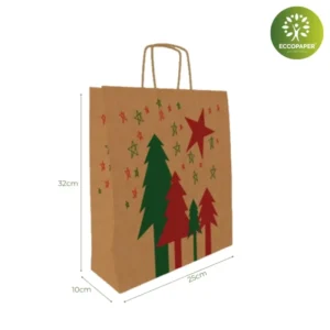 Bolsa para Navidad 25x10x32cm ecológica y práctica, ideal para ropa y regalos pequeños.