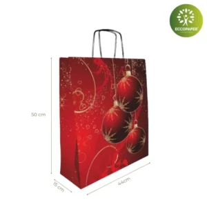 Bolsa para Navidad 44x15x50cm de papel ecológico, perfecta para abrigos y regalos grandes.