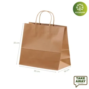 Bolsas Take Away XL de papel kraft grueso y sostenibles.