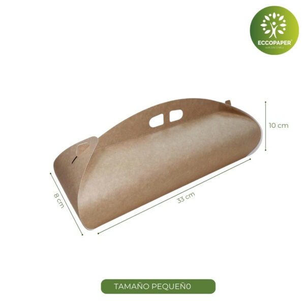 Caja para pan de jamón en color kraft natural, hecha de cartulina kraft sostenible