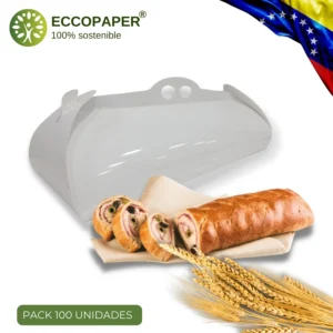 Empaque ecológico para Pan de Jamón Pack 100 unidades, ideal para comercios pequeños.