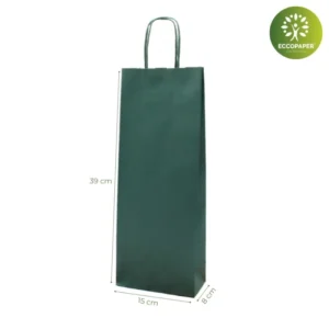 Bolsa para botellas 15x8x39cm biodegradable, ideal para vinos y regalos, superando a Rajapack en precio.