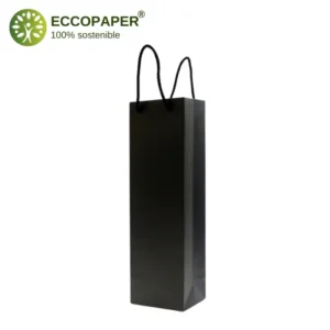 Bolsa de papel biodegradable 12x9x39cm, ideal para botellas de vino.