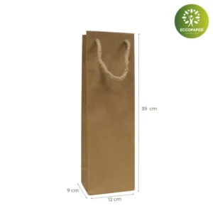 Bolsa kraft 12x9x39cm, precio justo para vinos y licores.