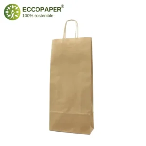 Bolsa para botellas kraft 18x8x34cm, ecológica y económica, perfecta para supermercados.